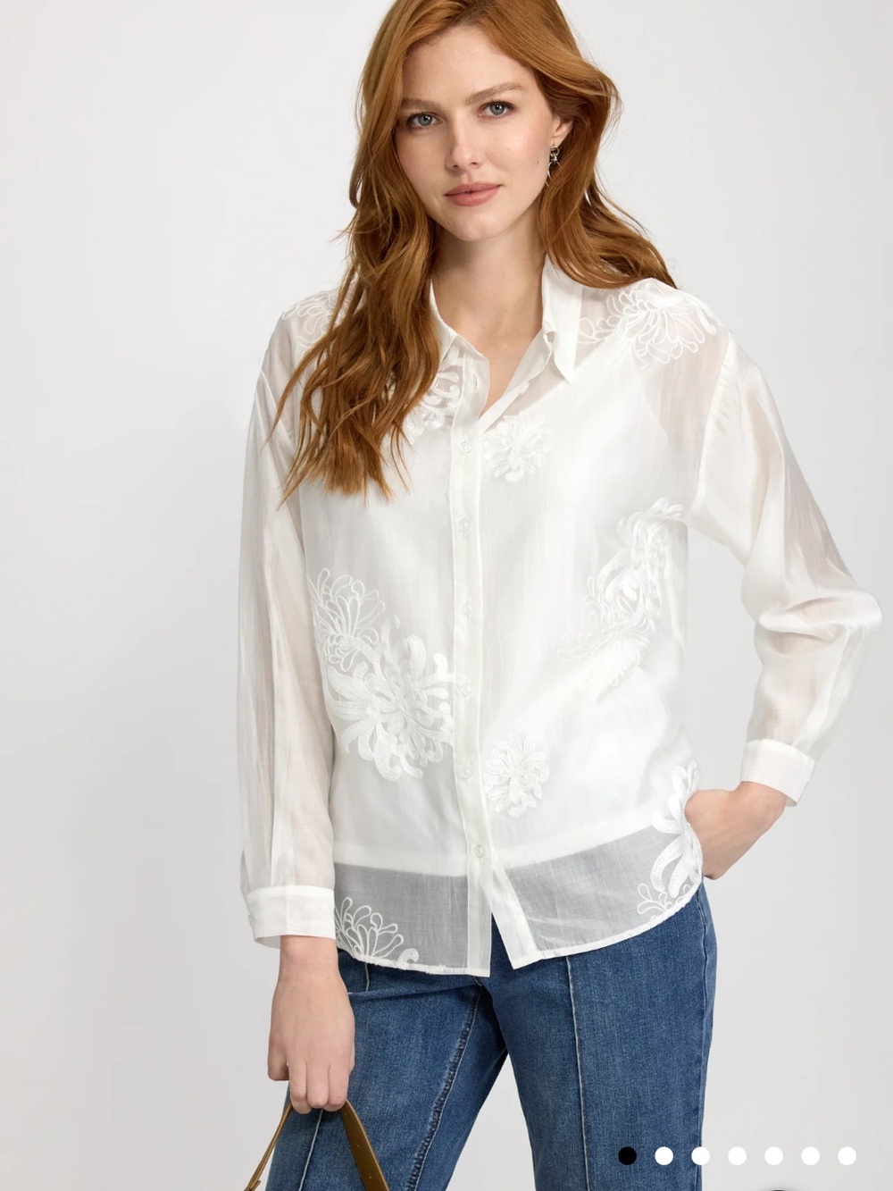 Laura Floral Embroidered Blouse Panna Ivory